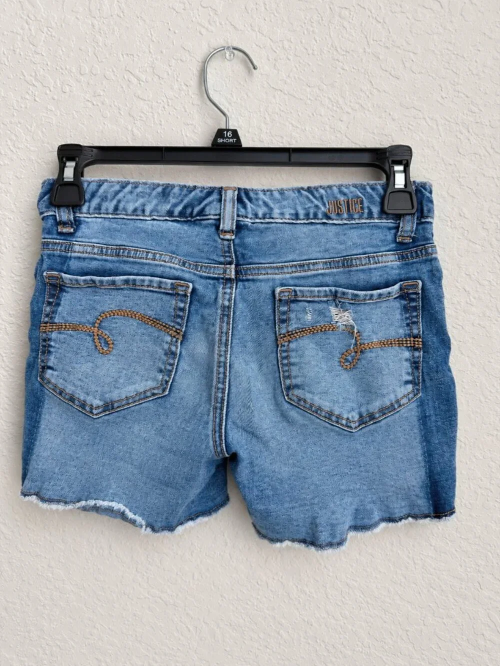 Justice Girls Size 14 Distressed Denim Shorts (E)